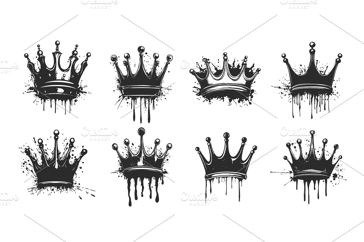 crowns engraving grunge. crown, an Object Illustration by Stock-Smart-Start