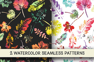 2 watercolor leaves patterns
