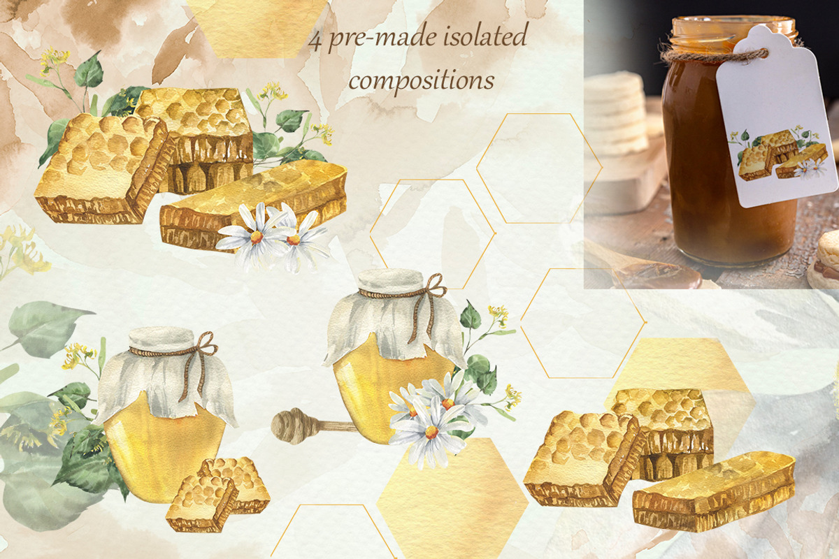 Honey watercolor collection, a Food Illustration by Pegion art shop (Photo 4 of 13)