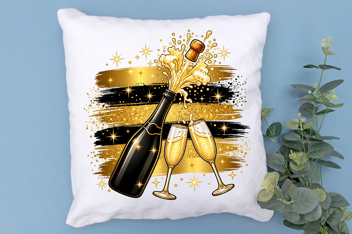 New Year Champagne Celebration PNG, an Object Graphic by Zahyl Studio (Photo 7 of 7)