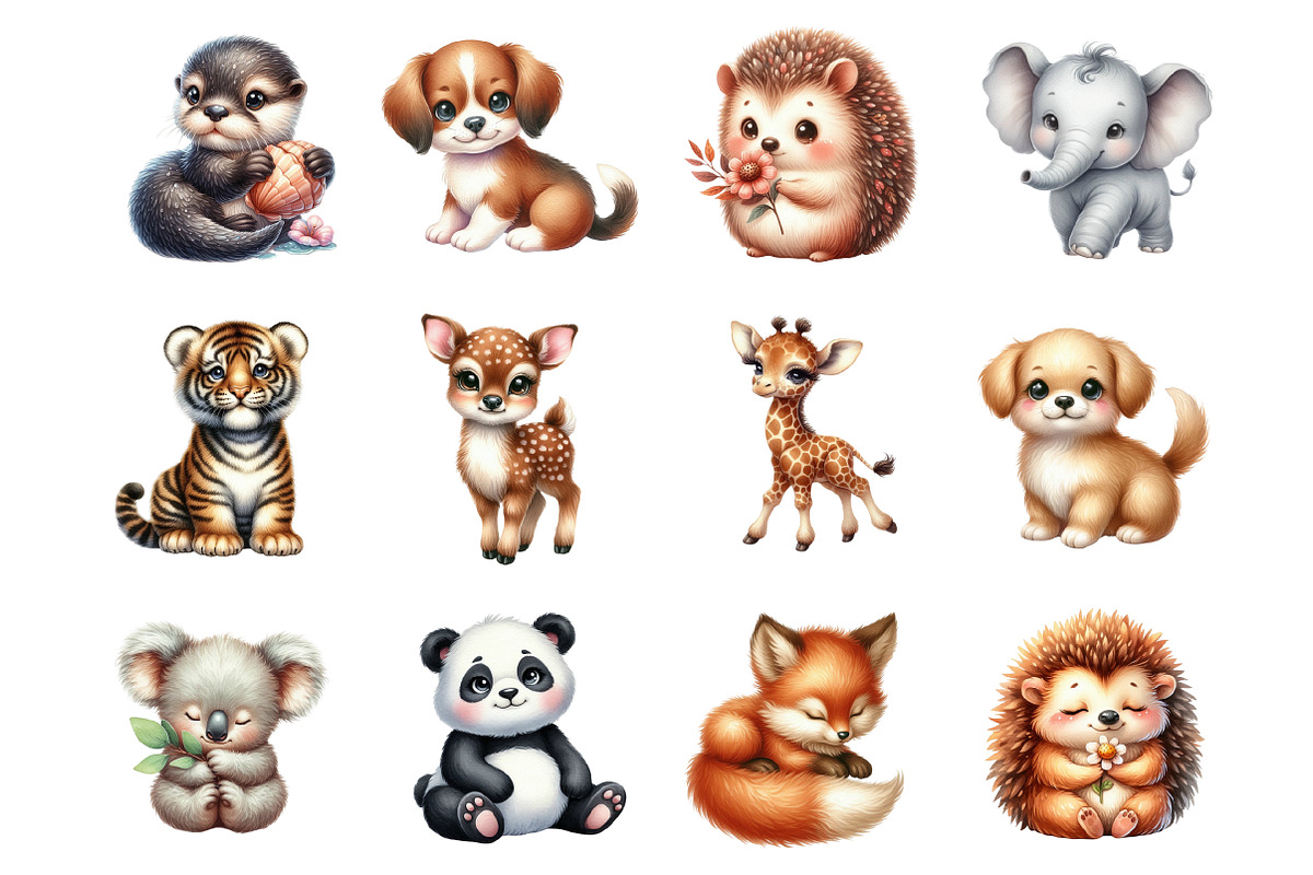 Watercolor Cute Animals Clipart, a Graphic by CitraGraphics (Photo 2 of 4)