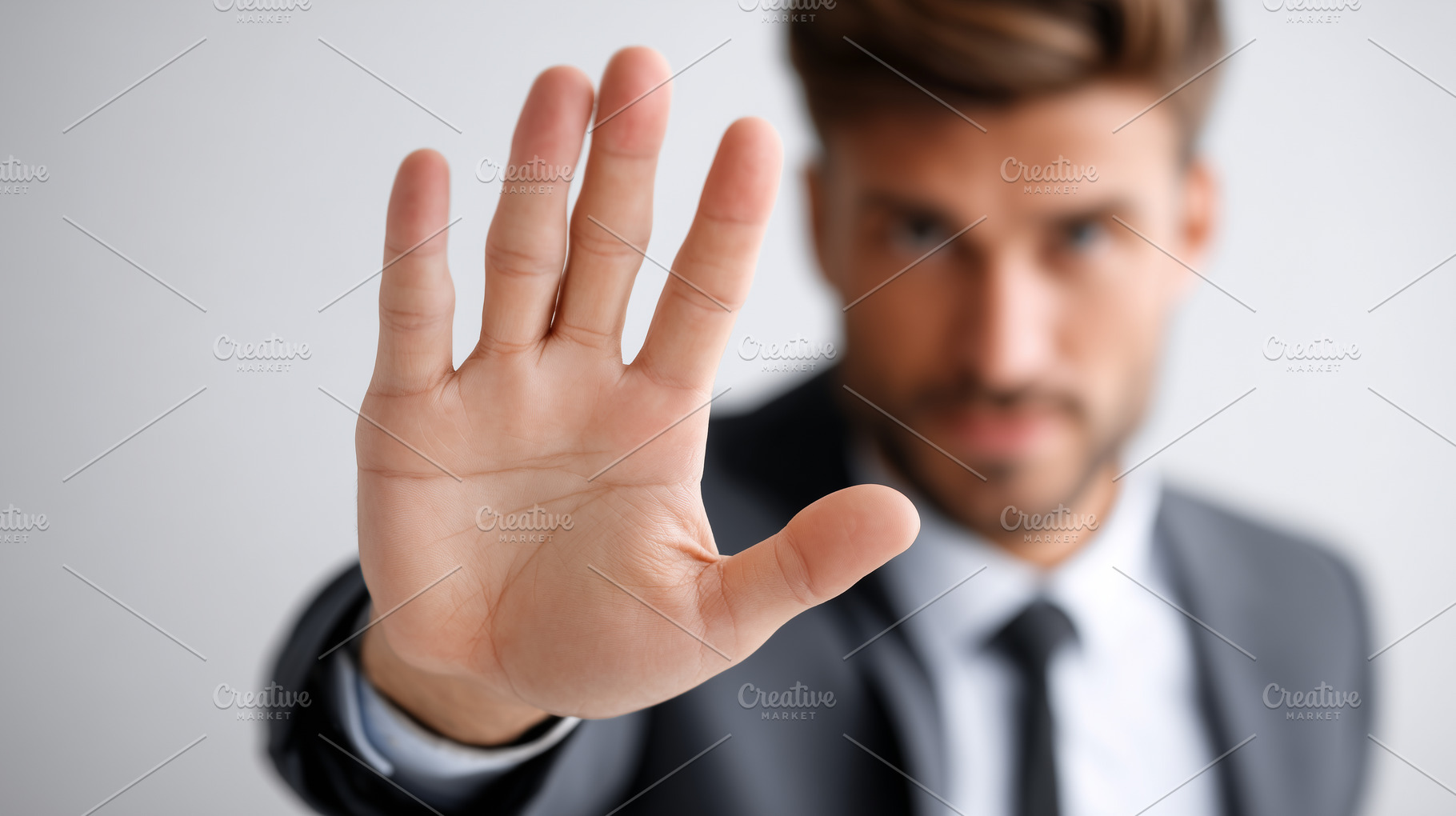 Confident businessman in suit raise, a Business Photo by MistyDay