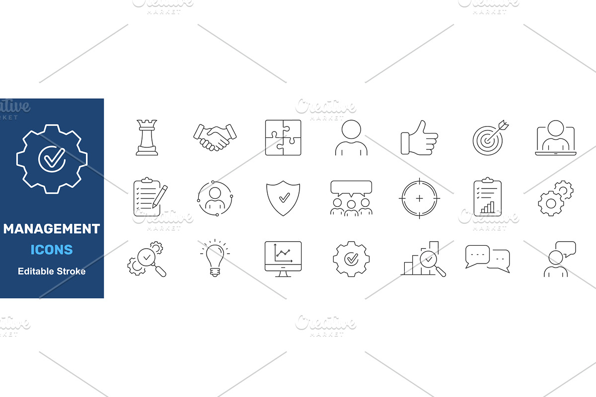 Management And Strategy Icon Set, an Object Illustration by Gentle Studio