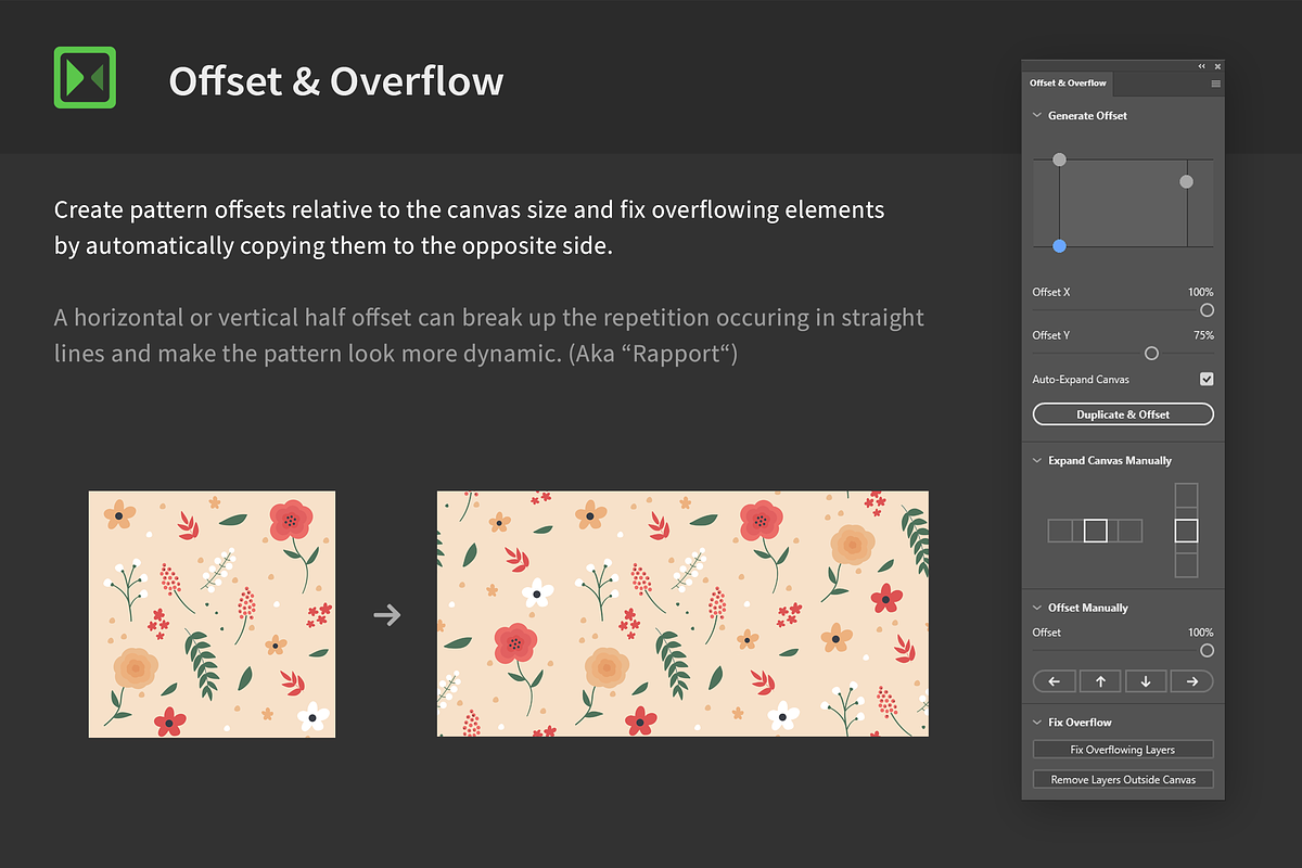 Pattern Offset & Overflow (Rapport), a Plug-in Add-On by h3design (Photo 1 of 7)