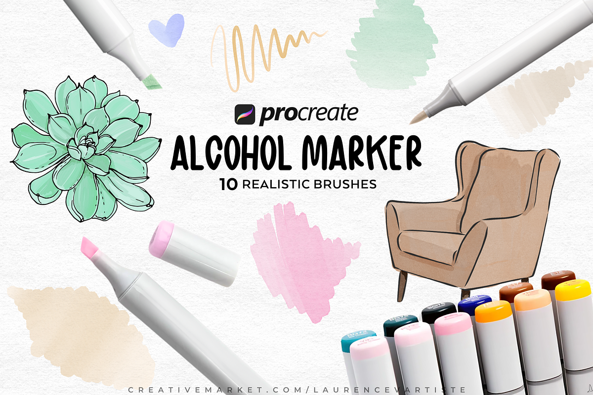 Alcohol Markers Procreate Brushes, a Brush Add-On by LaurenceVArtiste (Photo 1 of 4)
