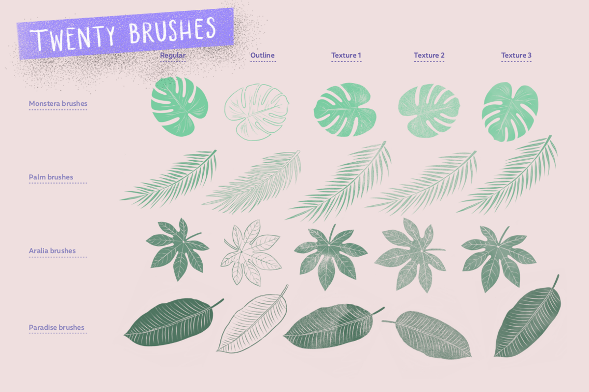 Procreate Tropical Leaves Brush Kit preview 2