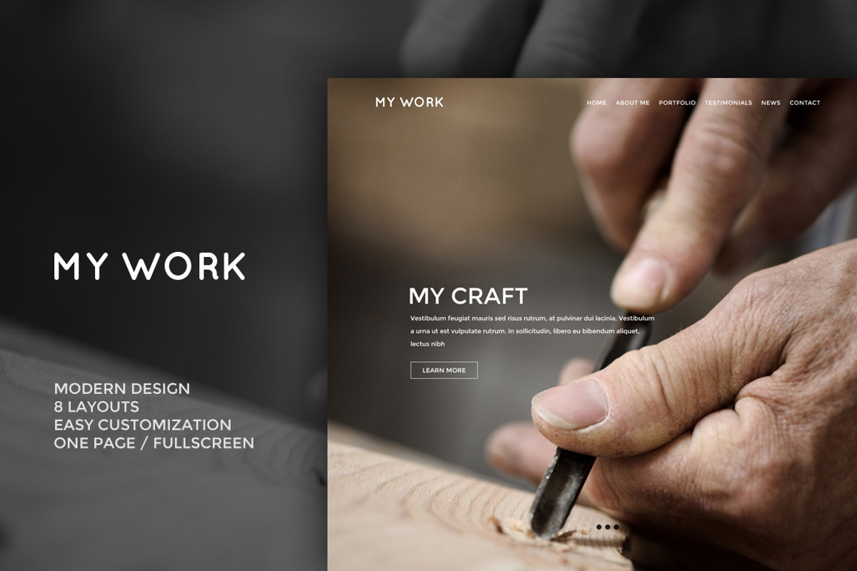 MyWork - PSD Website Template, a Landing Page Template by onetwoworks (Photo 1 of 5)