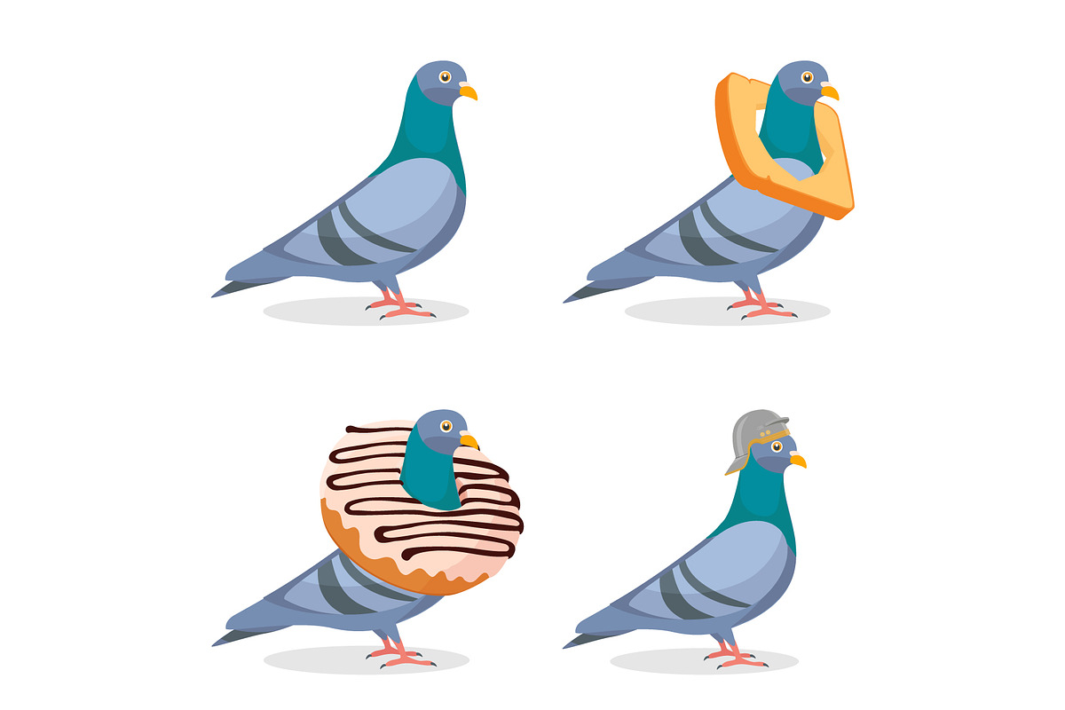 Collection of funny pigeon character, an Illustration by Viktorijareut (Photo 1 of 5)
