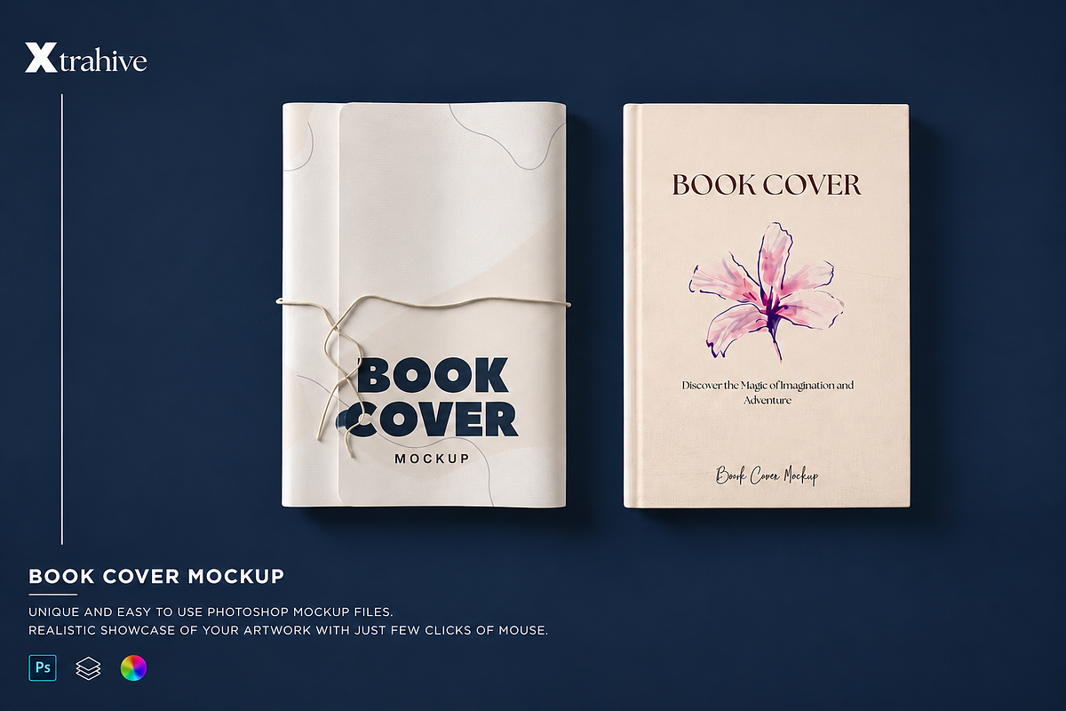 Book Cover Mockup, a Books & Magazine Mockup by Xtrahive (Photo 1 of 2)