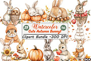 Cute Autumn Bunny Sublimation Clipar, an Illustration by DreamCafeArt (Thumbnail 1 of 9)