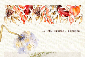 Autumn Plants Watercolor Clipart