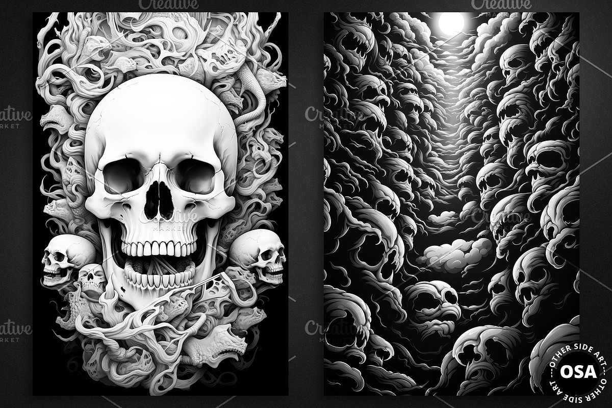 Monochromatic Evil Poster Set, a Background Graphic by Other Side Art (Photo 2 of 5)