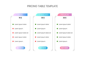 Modern Colorful Price Table Template