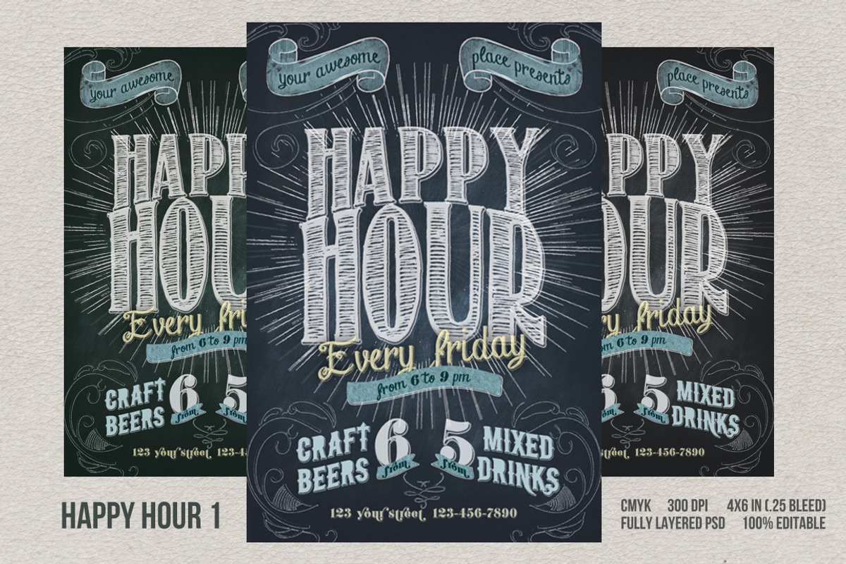 Happy Hour Flyer Bundle, a Flyer Template by plaxtico (Photo 2 of 6)