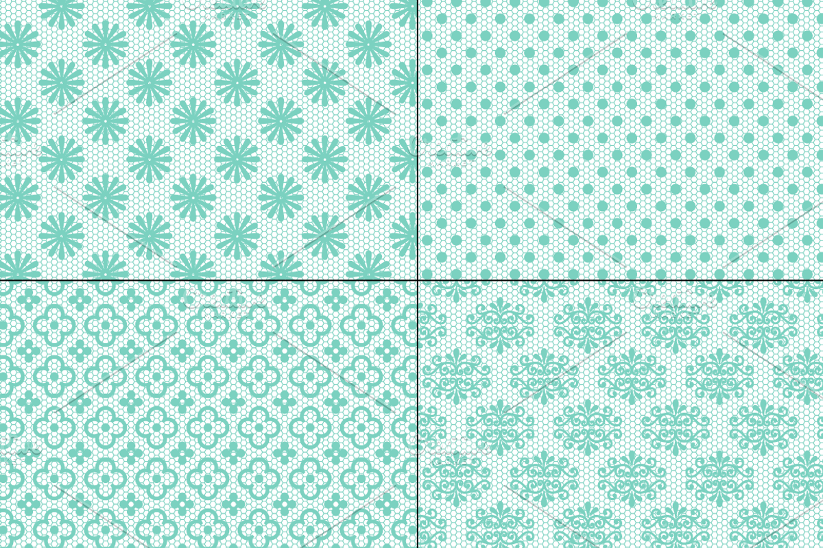 Seamless Aqua Lace Patterns preview 5