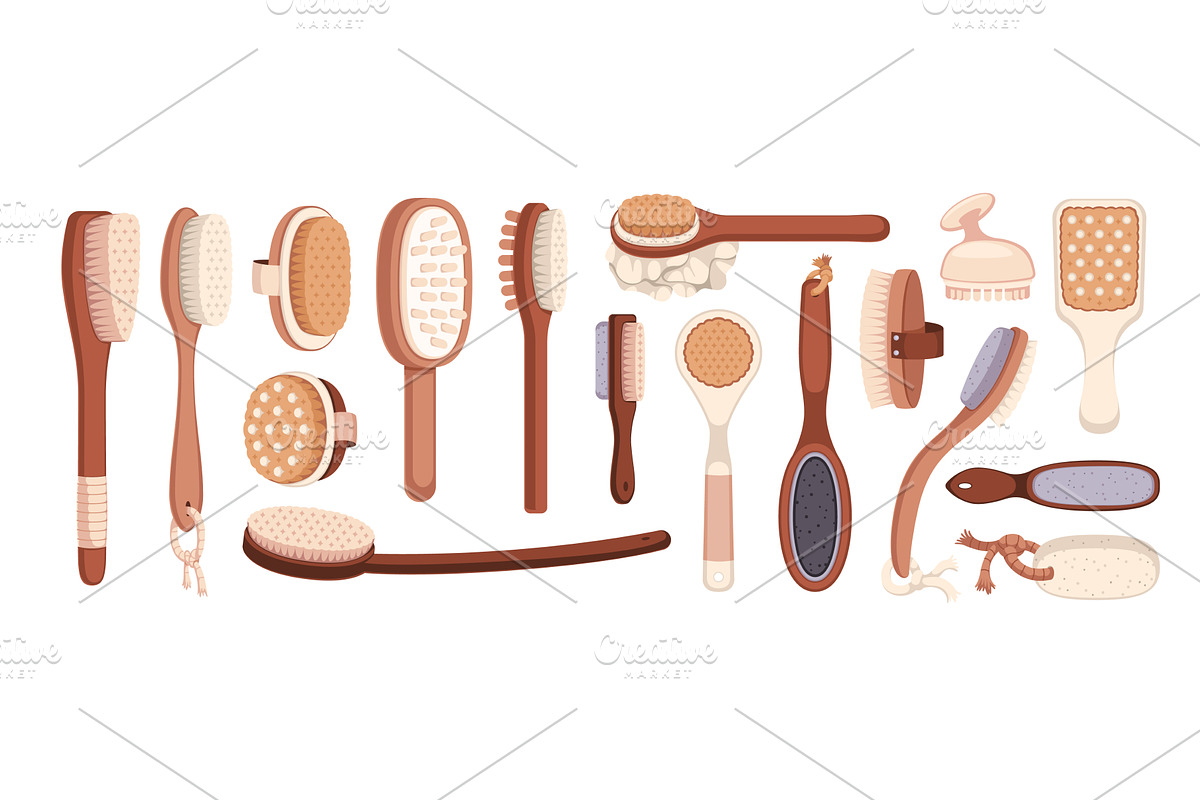 Body scrub brushes. Dry or oil, an Object Illustration by YummyBuum