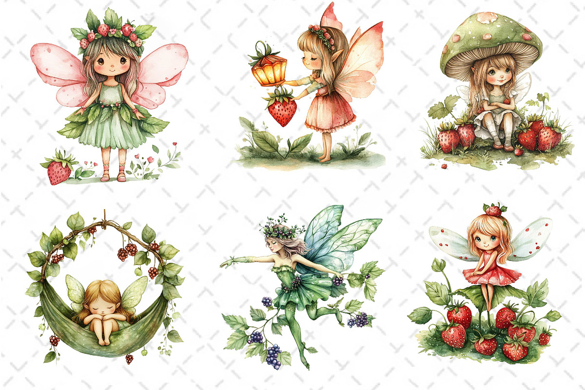 Strawberry Garden Fairies Clipart, an Illustration by Dream Creation (Photo 4 of 6)