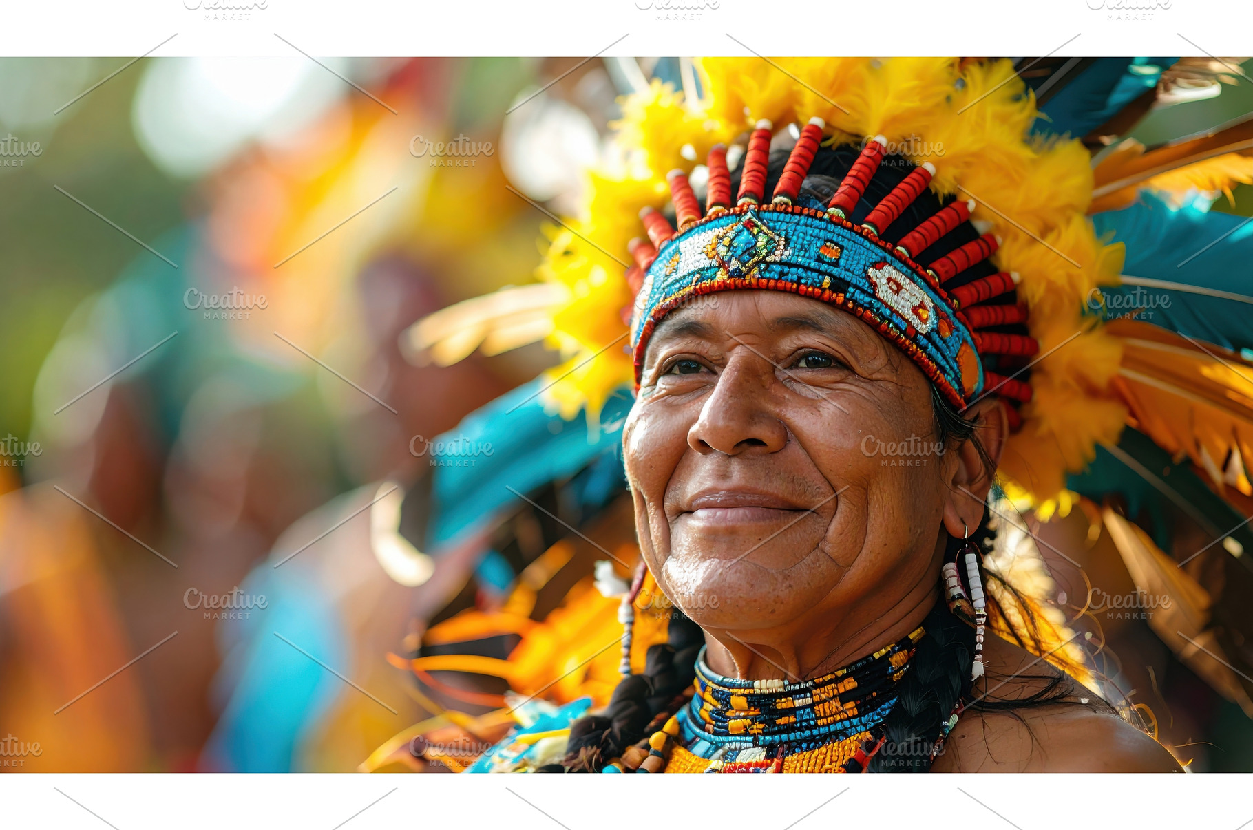An indigenous elder in vibrant, an Arts & Entertainment Photo by Igor Tichonow