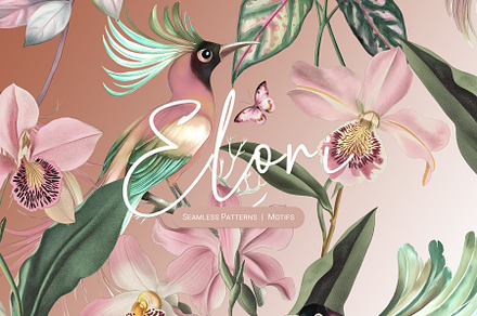 Elori Exotic Watercolor Patterns, a Pattern Graphic by LEAFure