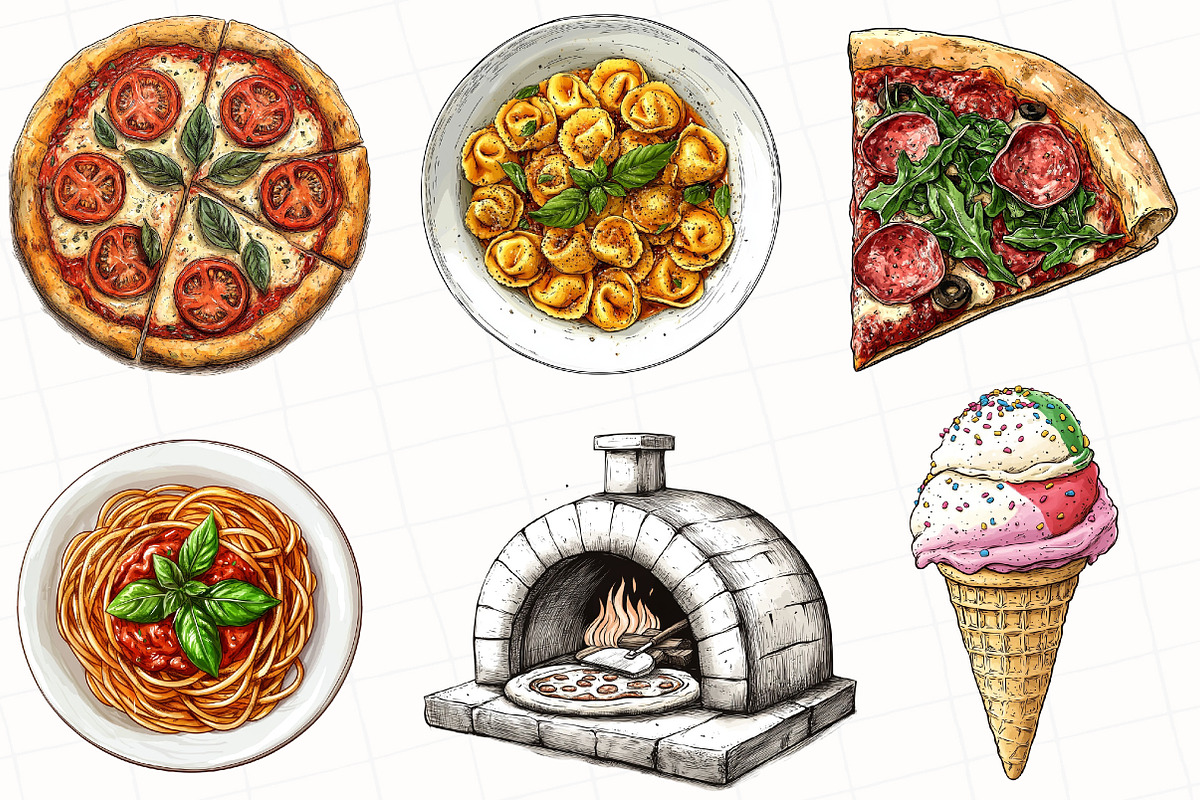 Hand Drawn Italian Food Clipart, an Illustration by OK Design (Photo 3 of 5)