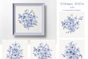 Vintage Flowers Vector blue Toile, an Object Graphic by ON_lineart_store (Thumbnail 6 of 10)