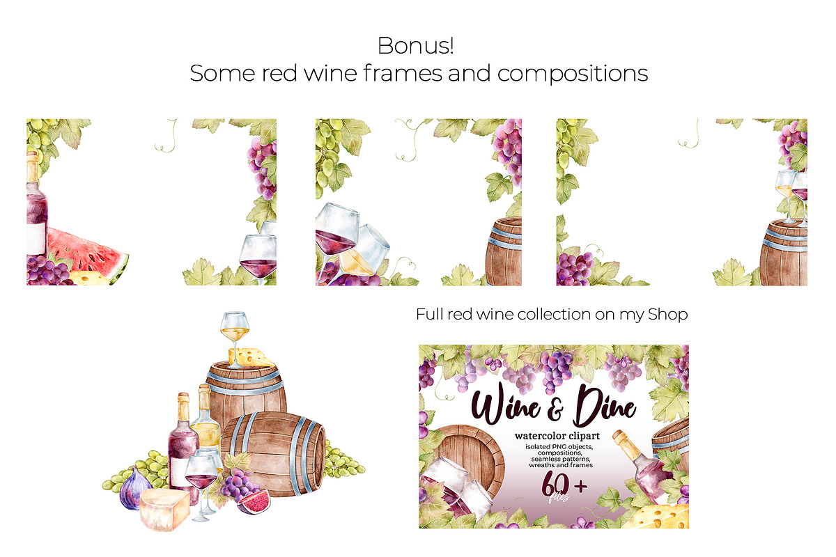 White Wine Watercolor Clipart, a Food Illustration by Eves_Aquadreams (Photo 8 of 8)