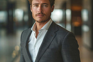 Confident Caucasian man in a tailored suit, exuding professionalism and charm i, a Person Photo by ImageMir