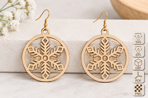 Geometric Snowflake Earrings SVG