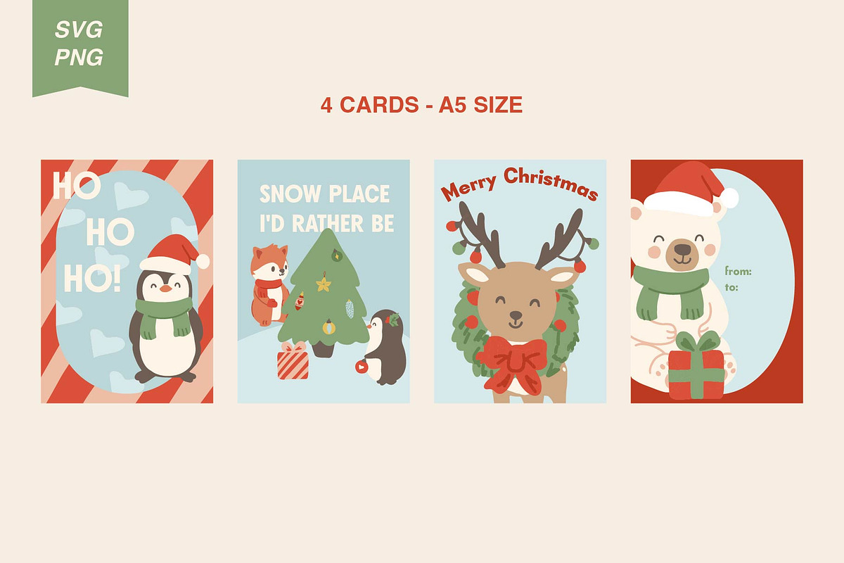 Christmas Animal Clipart & Patterns, an Animal Illustration by MayBay Studio (Photo 5 of 5)
