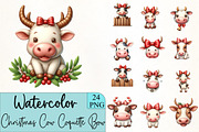 Christmas Cow Coquette Bow Clipart, an Illustration by CrexoraLab (Thumbnail 1 of 5)