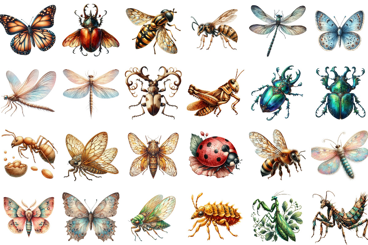Vintage Spring Insect Clipart, an Illustration by Sublimation Artist (Photo 2 of 6)