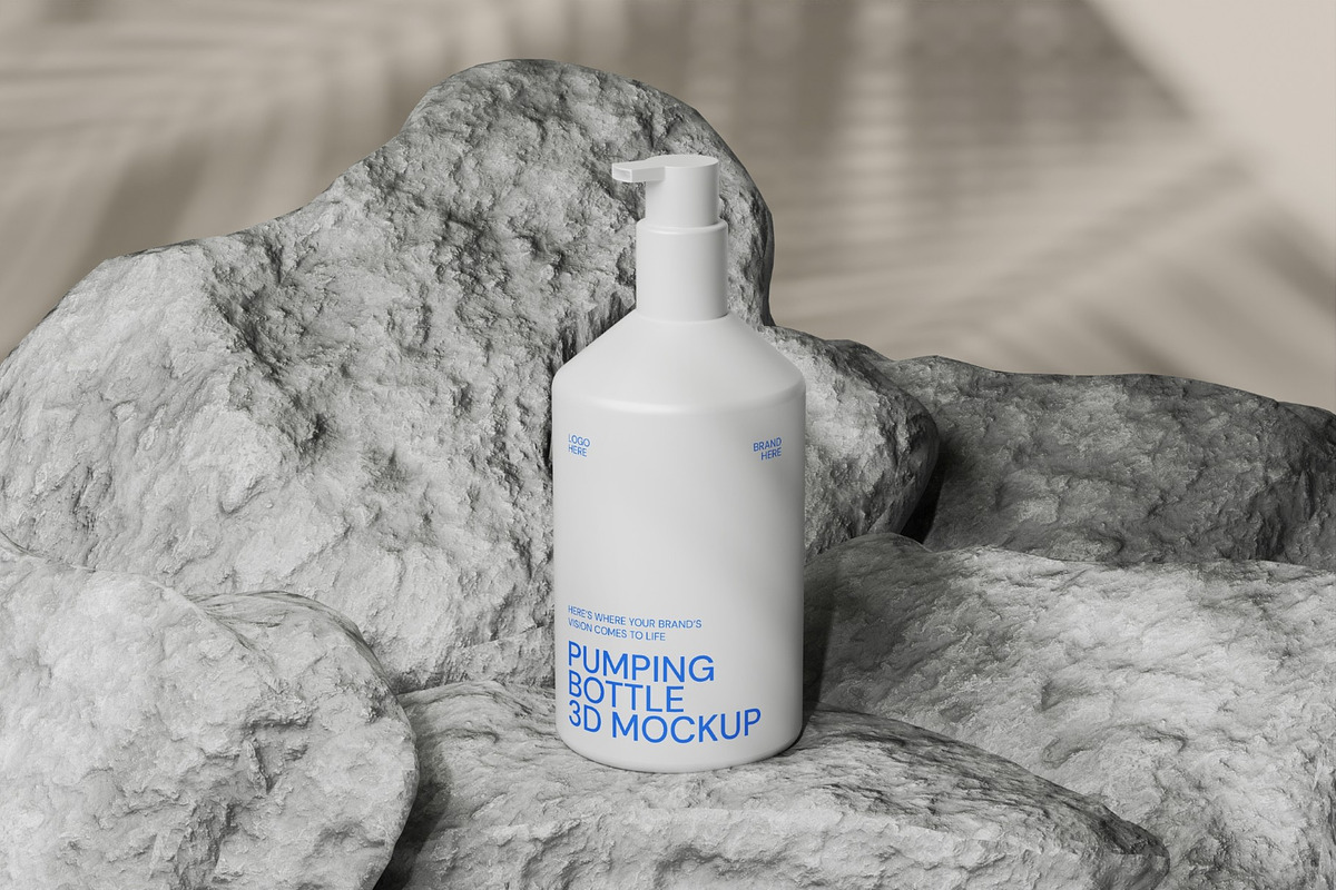 Pumping Bottle 3D Mockup, a Packaging Mockup by graphicook