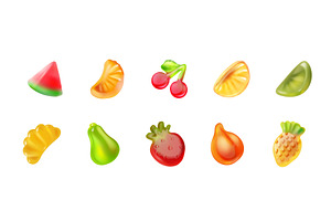 Jelly fruit candy. Realistic gummy, a Food Illustration by Stock-Smart-Start