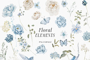 Watercolor Blue White flowers, a Decorative Illustration by Grace Noboa Illustrations (Thumbnail 6 of 14)