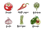 Set of 42 organic food sketches, a Food Illustration by Akimo Mia (Thumbnail 2 of 8)