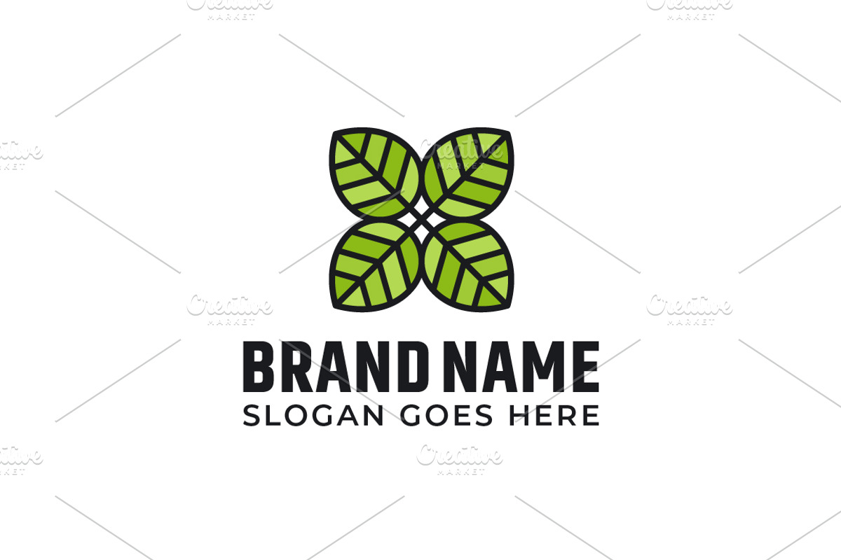 Green leaves logo design, a Branding & Logo Template by pne-design (Photo 1 of 2)