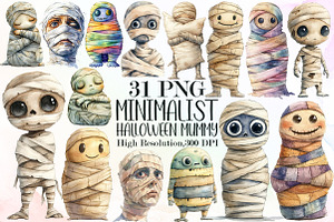 Minimalist Halloween Mummy Clipaart, an Illustration by Sublimation Artist