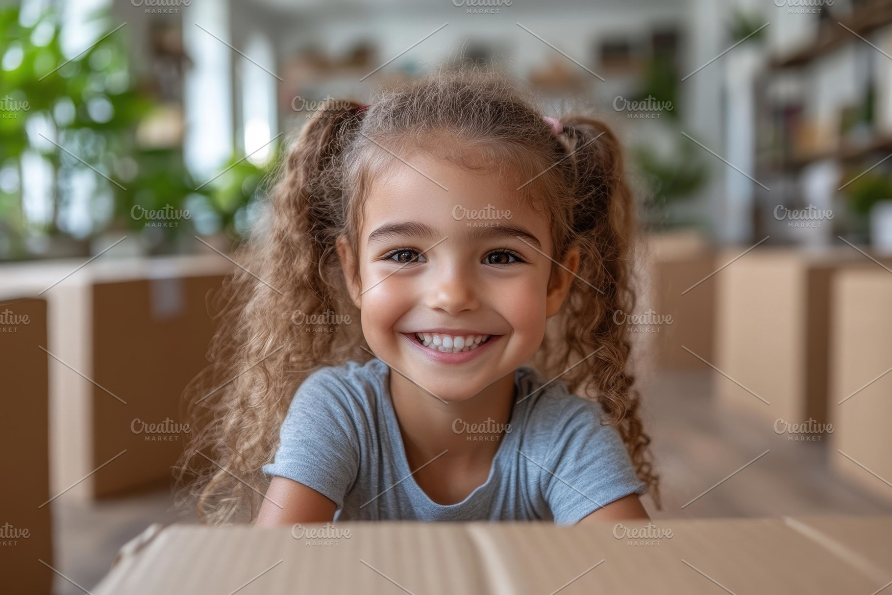Child smiles joyfully while surround, a Photo by Tanuart