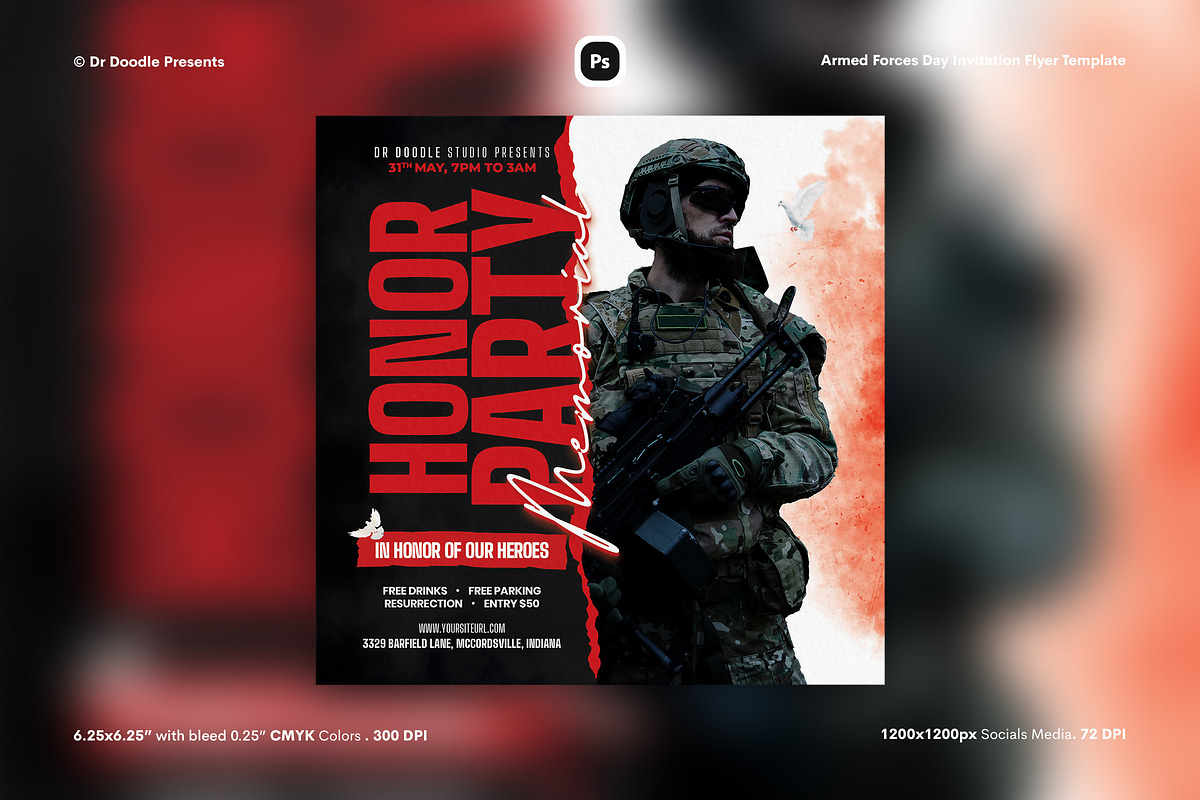 Armed Forces Day Invitation Flyer, a Flyer Template by iDoodle Studio