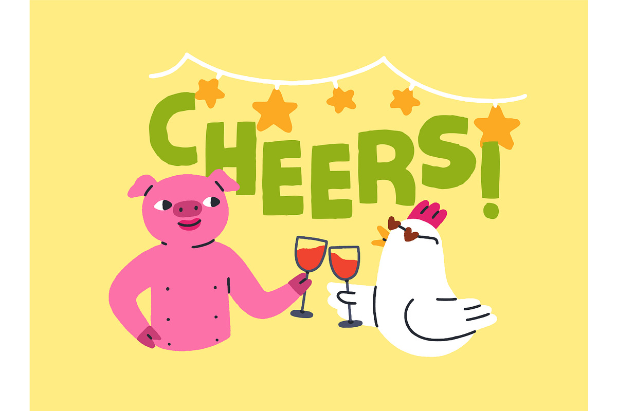 Funny animals drink, party cards set, an Animal Illustration by Good Studio (Photo 8 of 14)