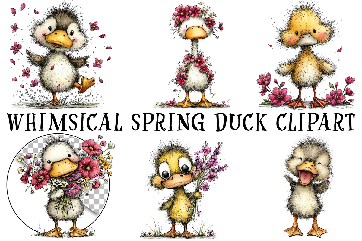 Whimsical Spring Duck Clipart, an Illustration by OK Design (Photo 2 of 6)