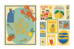 Food Mediterranean Retro Poster, an Illustration by Imaginary Party