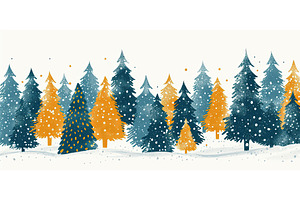 Winter forest scene with evergreen, an Illustration by Lermont51
