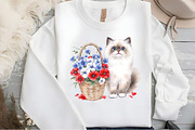 watercolor Cute Cat 4th of july, an Illustration by DreamCafeArt (Thumbnail 4 of 5)