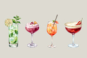 Watercolor Drinks/Cocktails Clipart, an Object Graphic by My Creative Corner (Thumbnail 2 of 3)