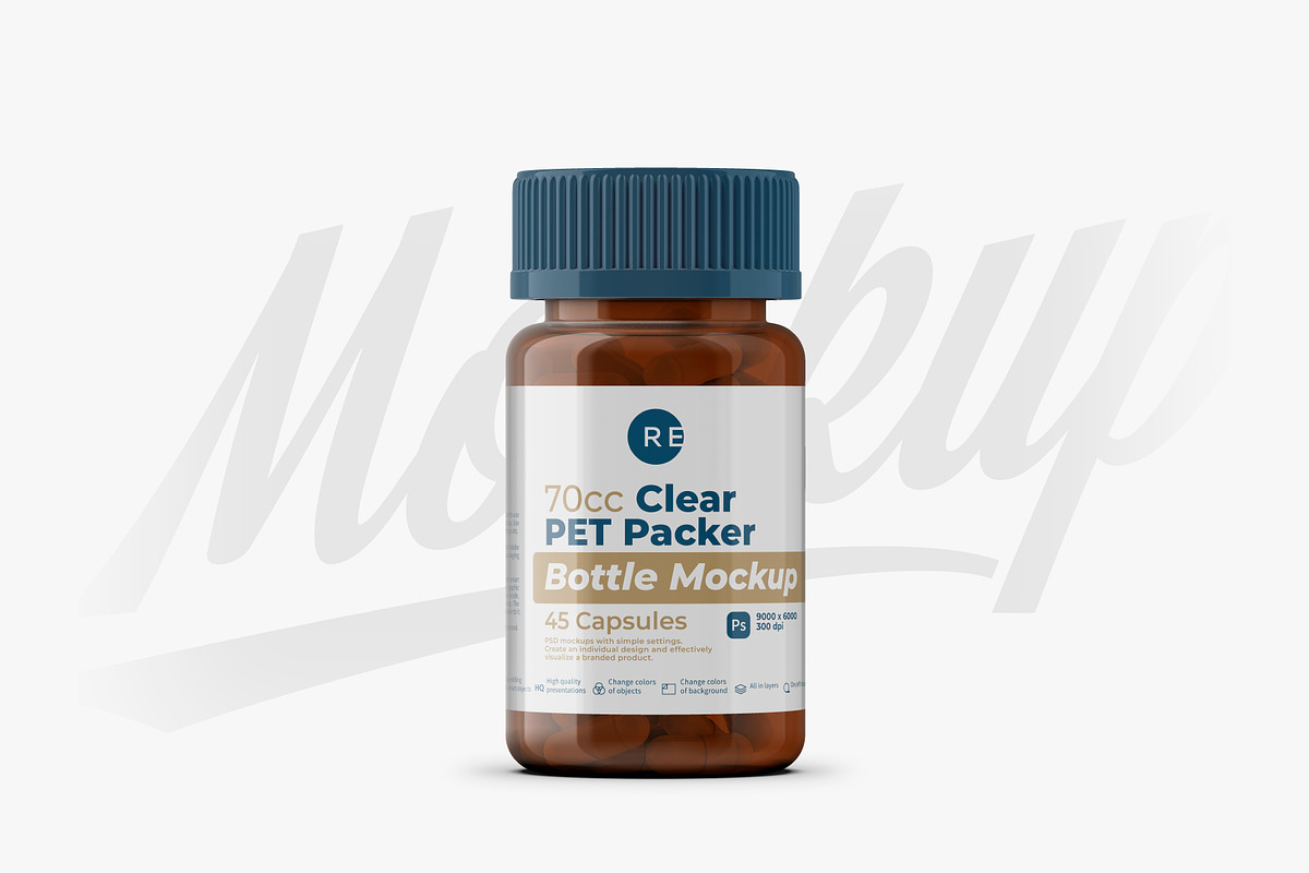 Clear Pills Bottle Mockup, a Packaging Mockup by Reformer Mockup (Photo 3 of 6)