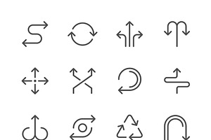Set line icons of arrows, an Outline Icon by motorama