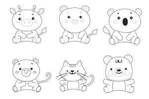 Cartoon Animal Outlines Set 2