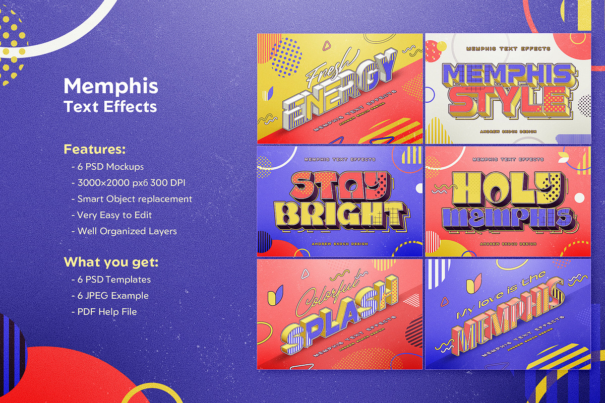Memphis Text Effects, a Layer Style Add-On by Andrew Skoch Design (Photo 9 of 9)