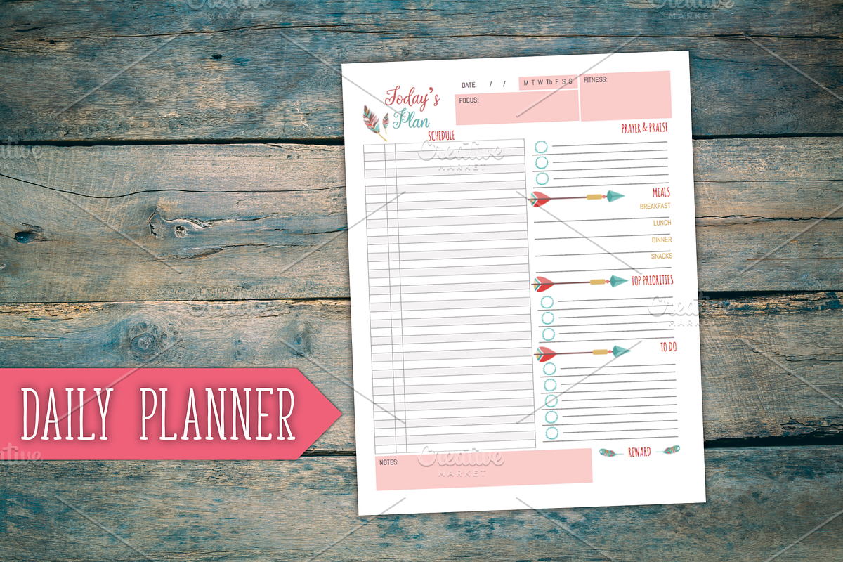 Daily Planner - Boho Style, a Stationery Template by Genesis Printables